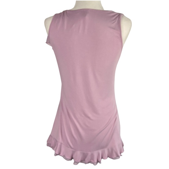 Saks Fifth Avenue Dusty Lavender Layered Ruffle Tank Stretchy Soft Size Small - Picture 3 of 14